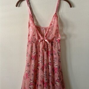 Pink Floral Lace Tank Top